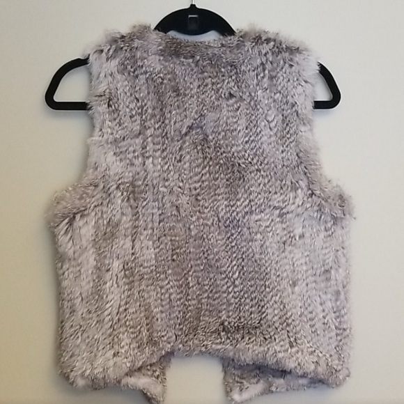 525 America Rabbit Fur Vest Grey Sz Small - Picture 2 of 2